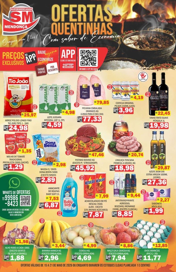 Supermercados Mendonça: ofertas válidas de 15 a 21 de Maio de 2026